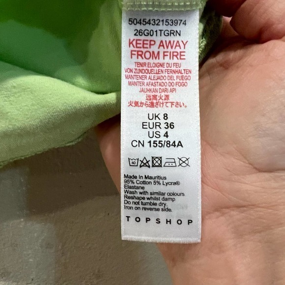 Topshop Crop Top Tank Top Sleeveless Casual Green Petite Size 4 - Picture 5 of 10